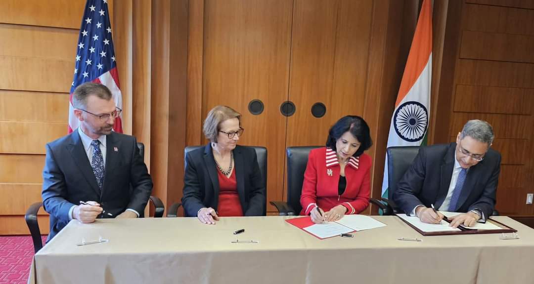 Signing of the MoU between Indian Council for Cultural Relations & University of Houston for establishment of Tamil Studies Chair at University of Houston  on March 29,2023