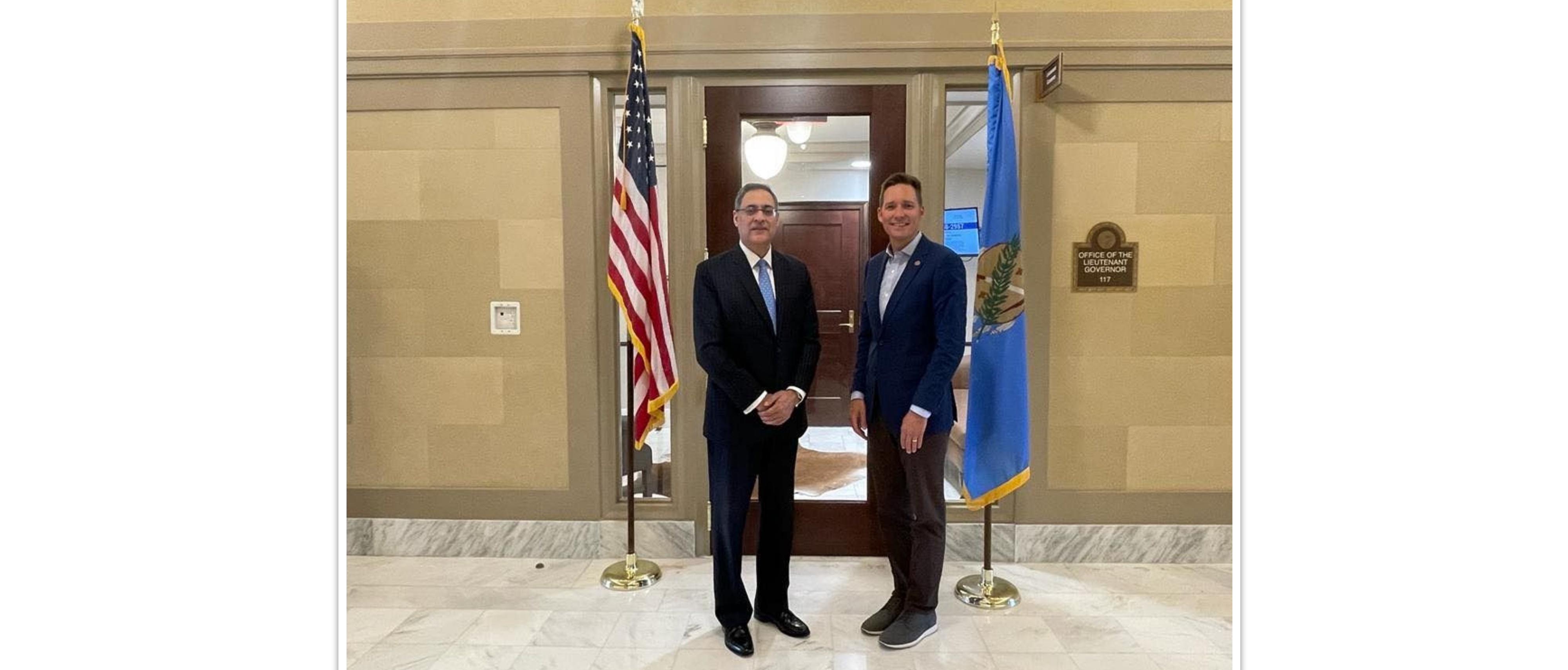  Consul General met Lt. Governor of Oklahoma Lt Governor Pinnell on May 13, 2022