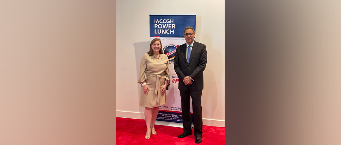  Consul General joined Congresswoman Lizzie Fletcher at an interaction organized by the Indo-American Chamber of Commerce of Greater Houston on August 17,2022