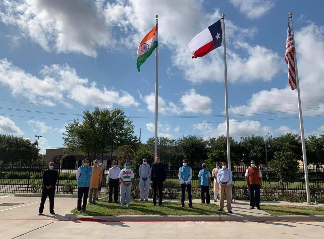 Consul General unfurled the National Flag on the 74th Independence Day of India at the Gujarati Samaj of Houston Center on August 15, 2020
