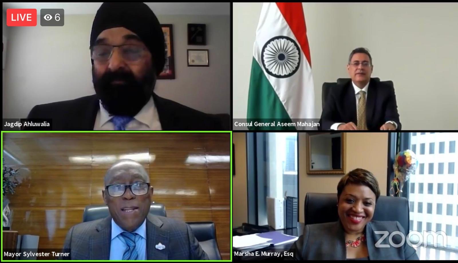 Consul General joined Mayor Sylvester Turner in a webinar - Serving Houston Businesses During COVID and Beyond Organized by IACCGH on June 25, 2020