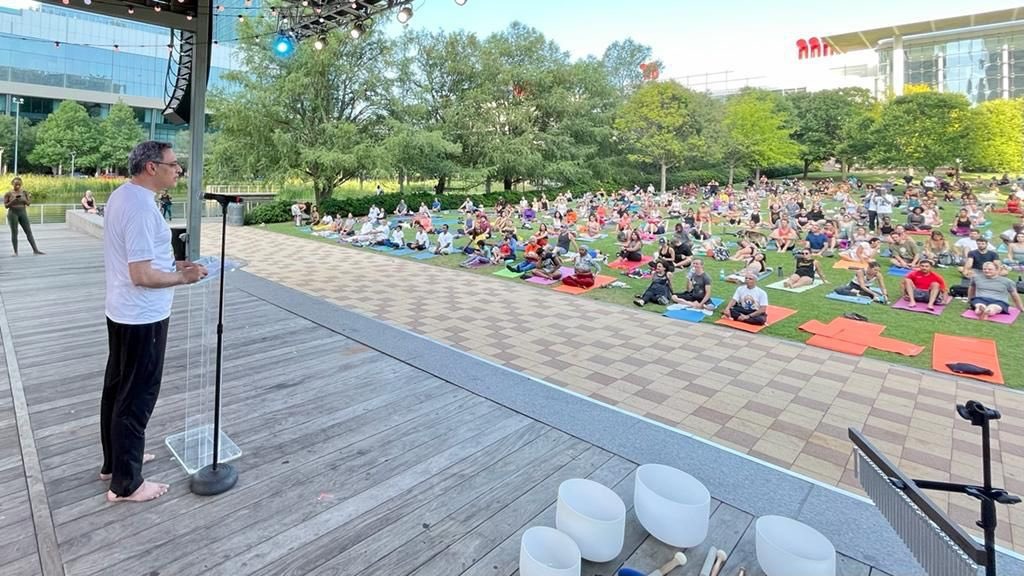 Celebration of the International Day of Yoga at Discovery Green Park, Houston on June 21, 2022