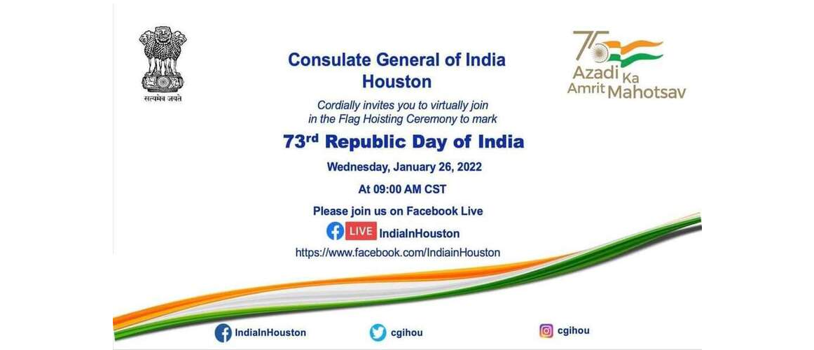  Join us virtually for celebrating the 73rd Republic Day of India
